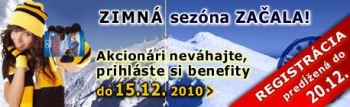 Predĺženie registrácií benefitov na zimu 2010/2011